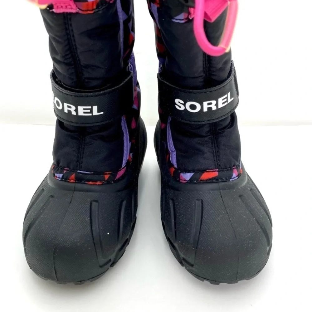 SOREL Youth Flurry Print Winter Snow Shell Boot in purple with Black 1755432010